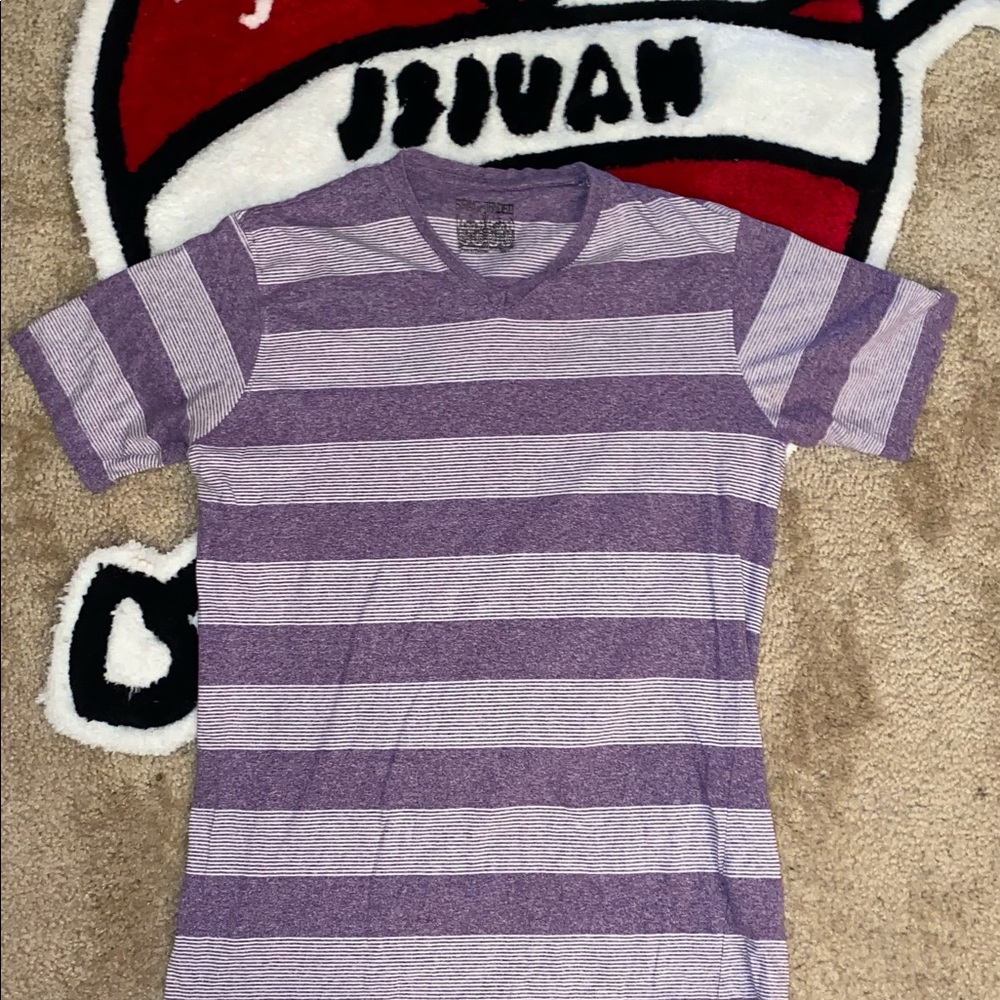 Purple V Neck Short Sleeve